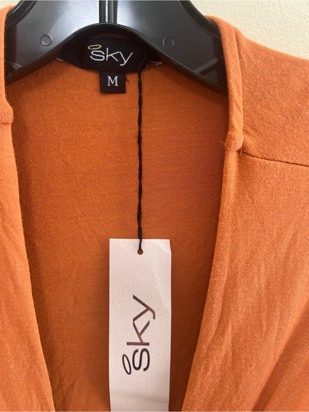 Sky Rust Orange Draped Tunic with Gold Chain Medallion - Picture 5 of 7